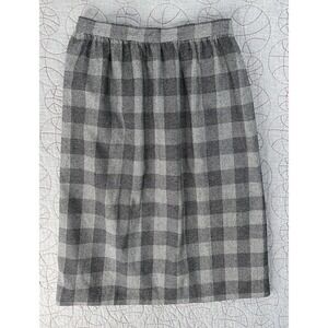 E.H. Woods Vintage Gray Plaid Pleated Wool Blend Skirt / Women's Size 12